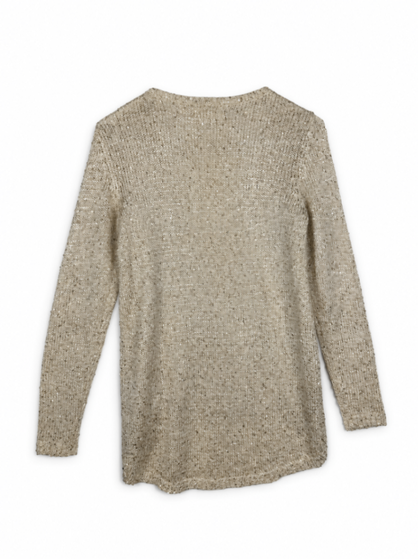 Zara Knit Sweater S Beige with gold sequins
