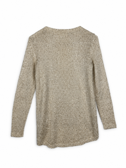 Zara Knit Sweater S Beige with gold sequins