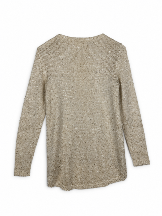 Zara Knit Sweater S Beige with gold sequins