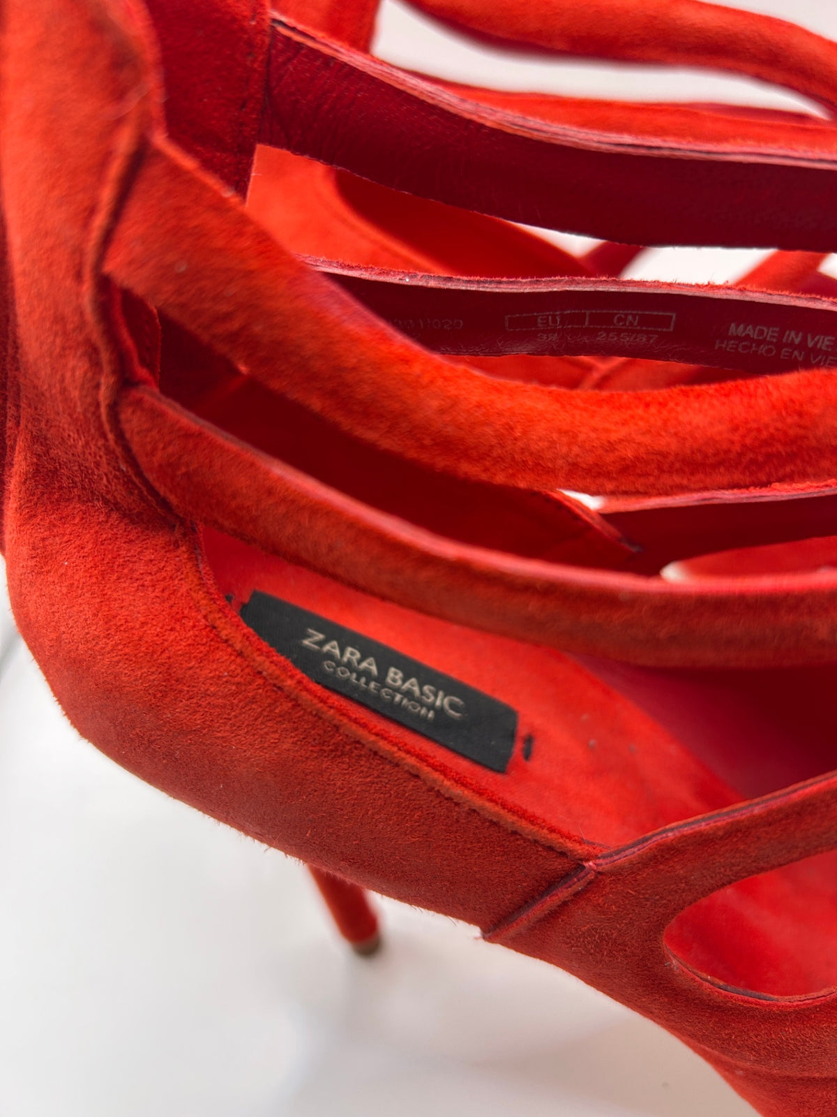 Zara Basic Collection High-Heeled Sandals 39 Red-orange