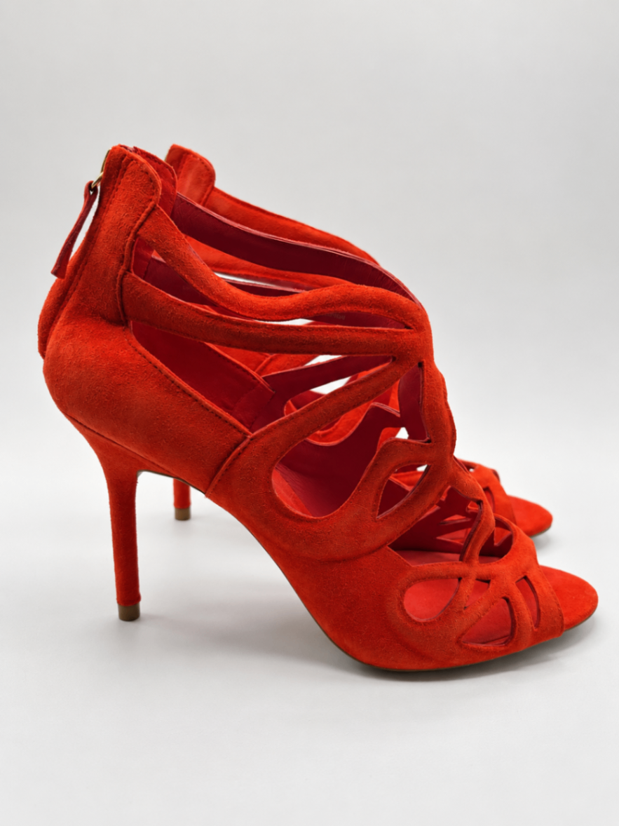 Zara Basic Collection High-Heeled Sandals 39 Red-orange