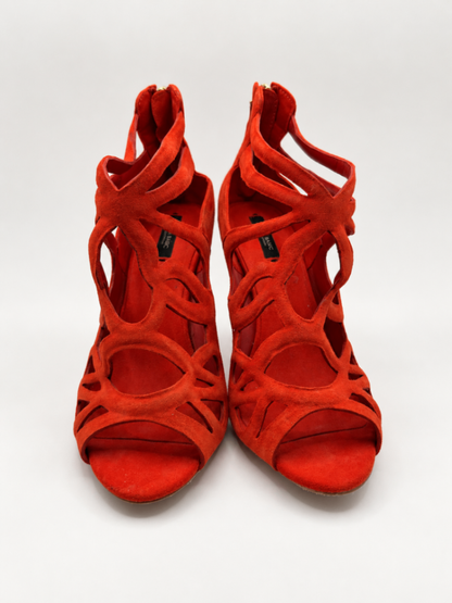 Zara Basic Collection High-Heeled Sandals 39 Red-orange