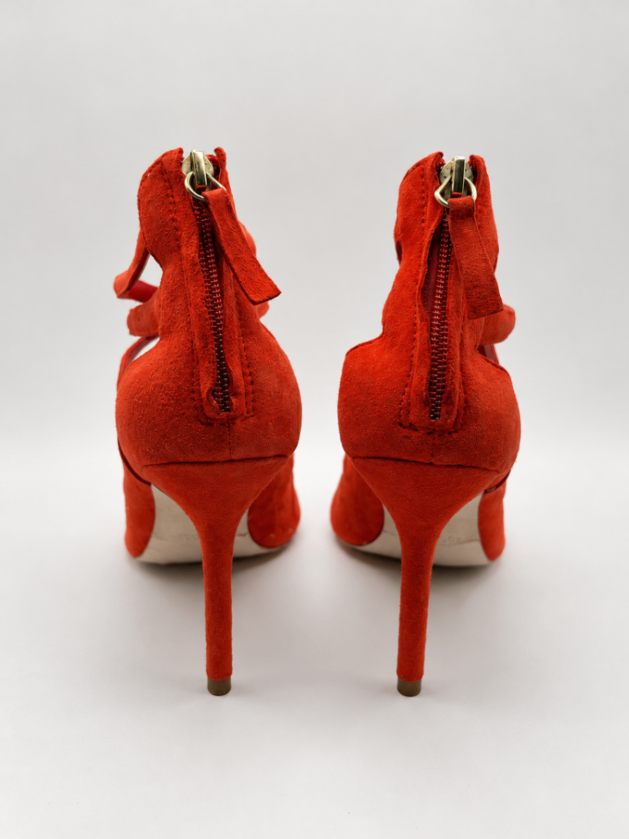 Zara Basic Collection High-Heeled Sandals 39 Red-orange