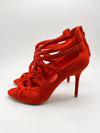 Zara Basic Collection High-Heeled Sandals 39 Red-orange