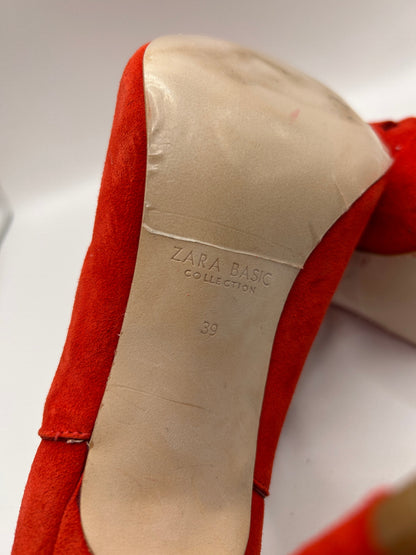 Zara Basic Collection High-Heeled Sandals 39 Red-orange