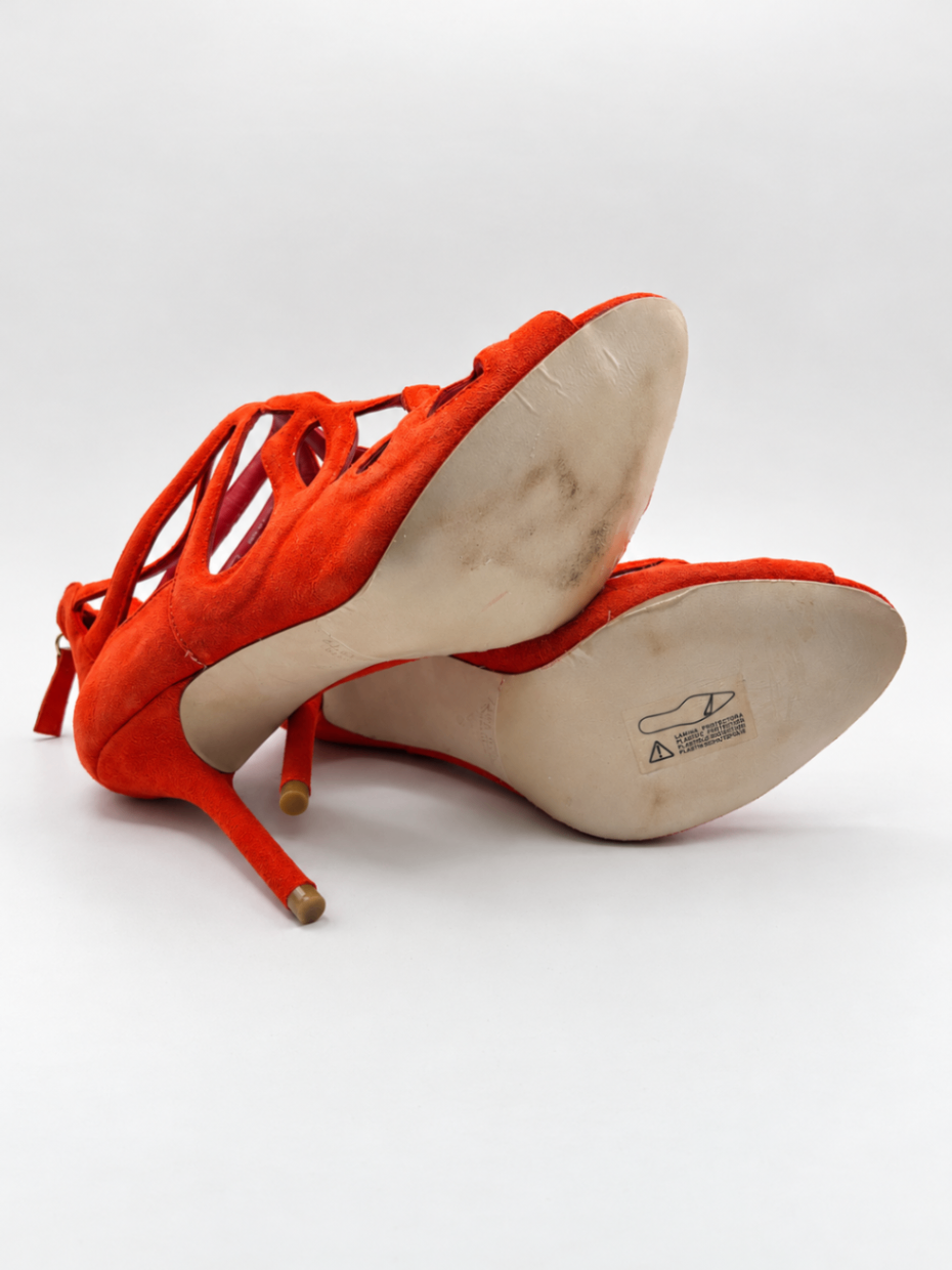 Zara Basic Collection High-Heeled Sandals 39 Red-orange
