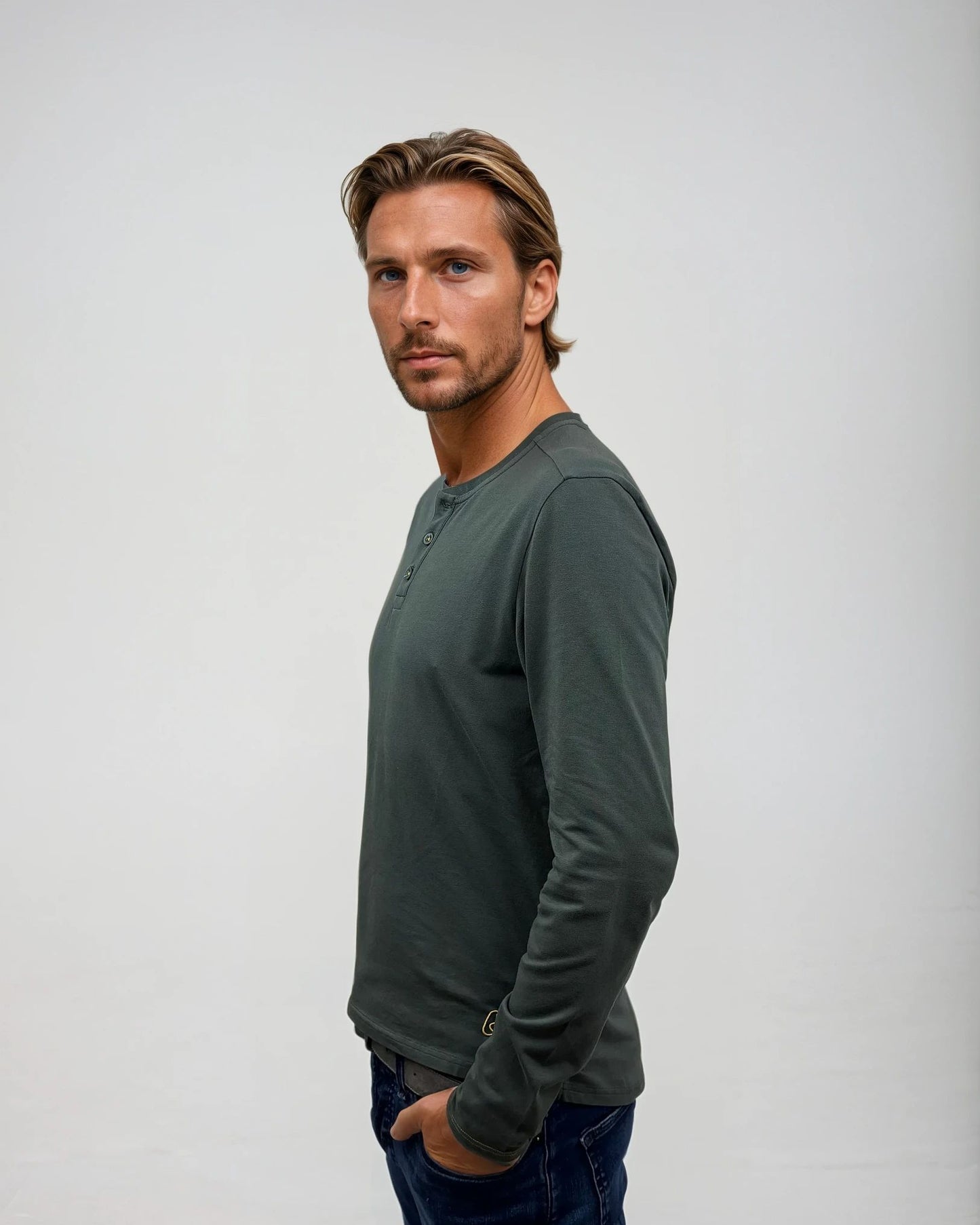 Circlo Timeless Henley - Cotton Blend with Honeycomb Detail