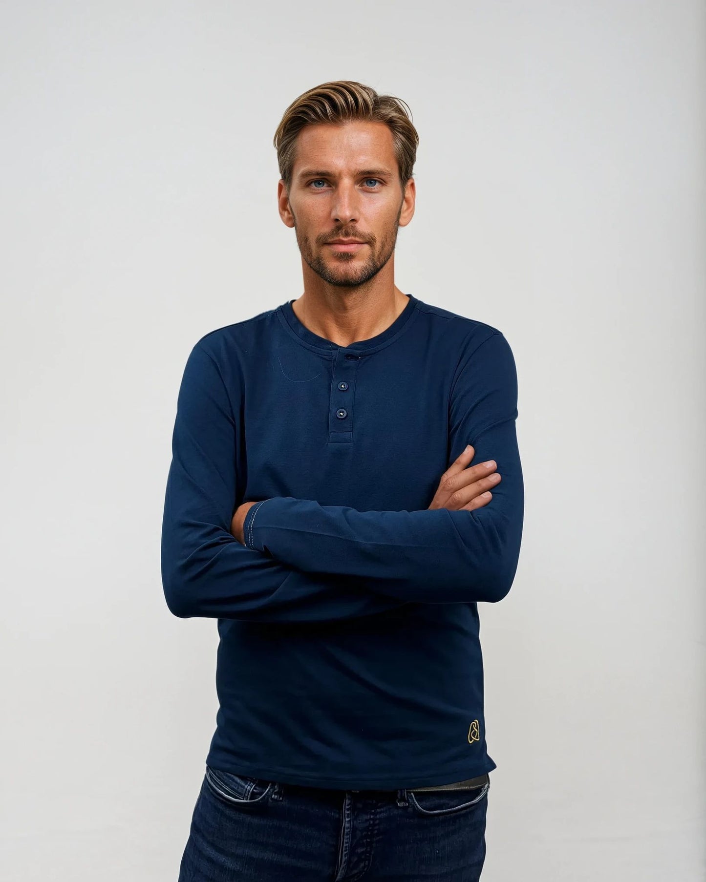 Circlo Timeless Henley - Cotton Blend with Honeycomb Detail