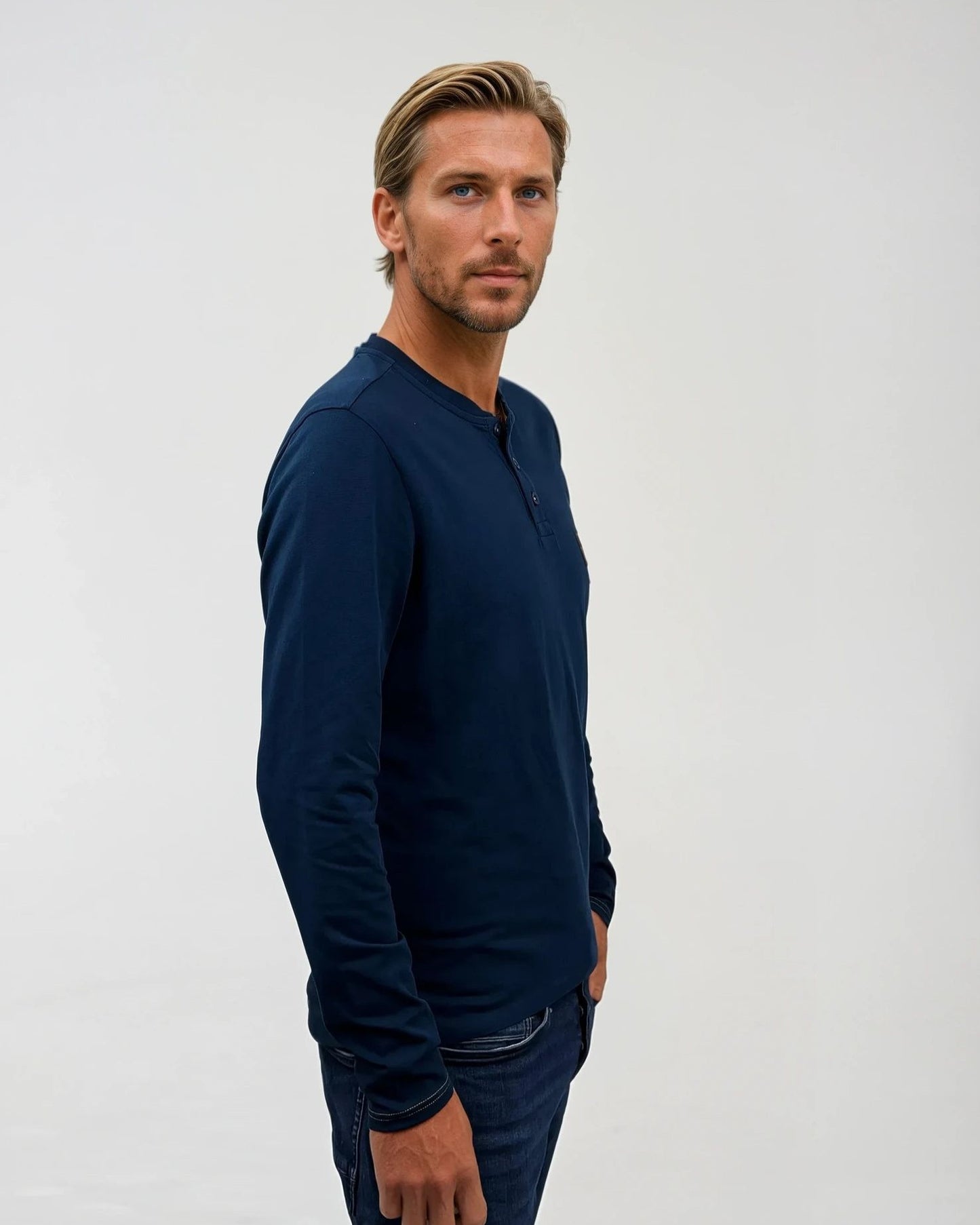 Circlo Timeless Henley - Cotton Blend with Honeycomb Detail