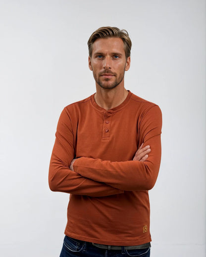 Circlo Timeless Henley - Cotton Blend with Honeycomb Detail
