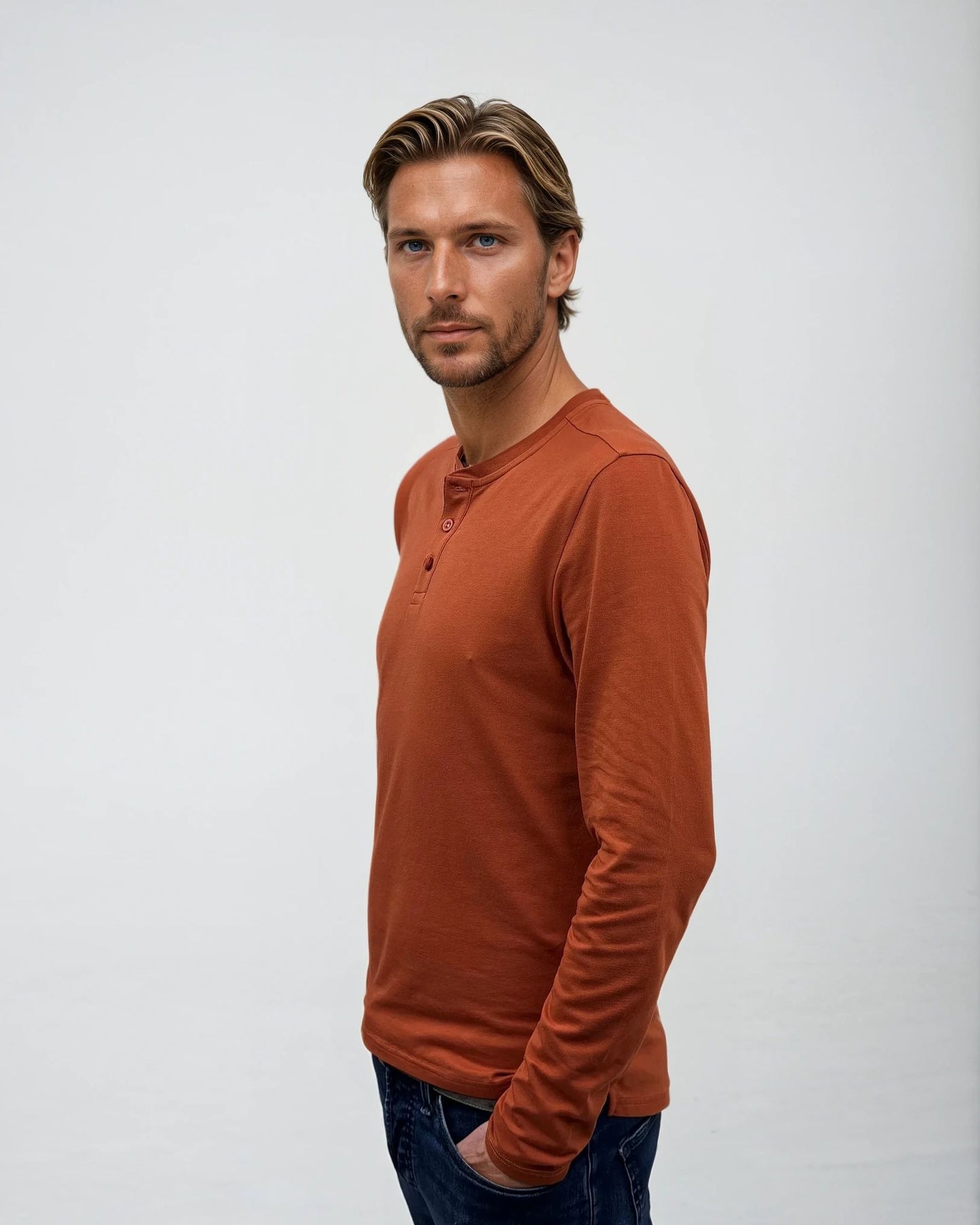 Circlo Timeless Henley - Cotton Blend with Honeycomb Detail