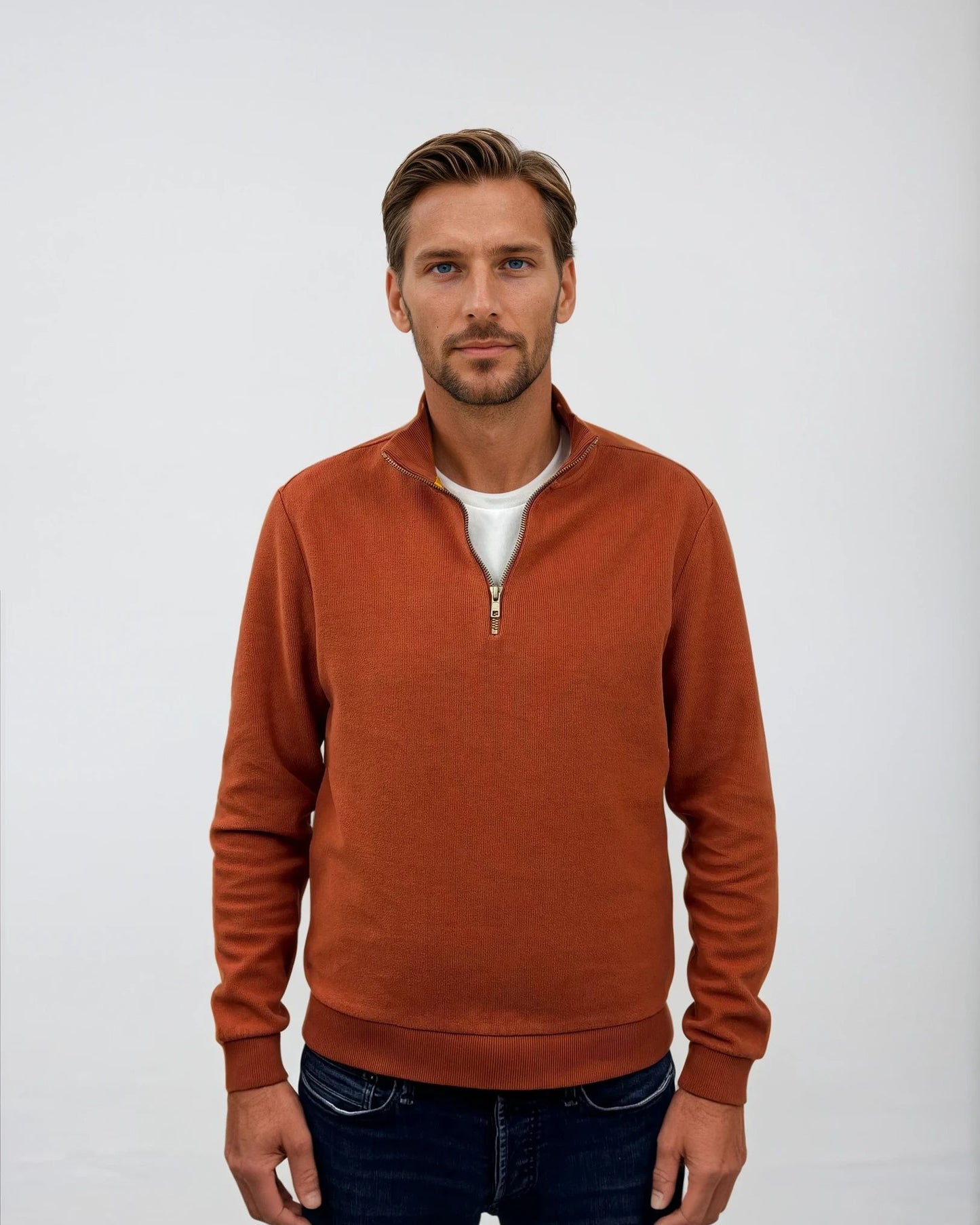 Circlo Classic Zip Sweater - 100% Cotton Half-Zip